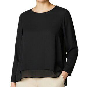 Zara Basic Black Semi-Sheer Layered Top Women's Size S